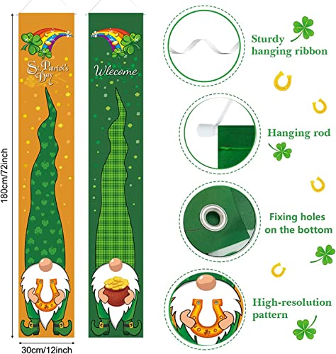Viajero St. Patricks Day Decorations Banners Gnome Shamrock Welcome Hanging Signs