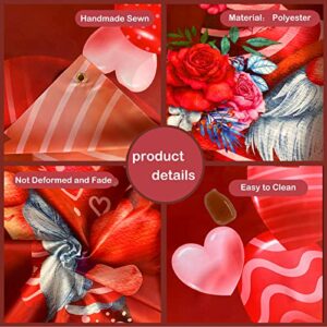 3.7x6Ft Valentines Day Backdrop Banner Romantic Love Heart with Gnomes Happy Valentine's Day Sign Photography Background Photo Booth Props for Proposal Bridal Shower Wedding Party Decorations Supplies