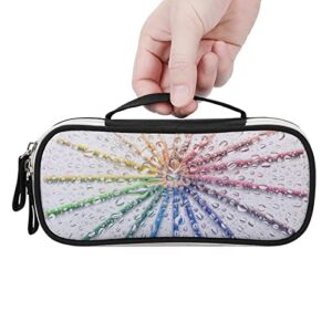 Funny Color Pencils Through The Glass Printed Pencil Case Bag Stationery Pouch with Handle Portable Makeup Bag Desk Organizer