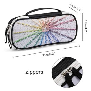 Funny Color Pencils Through The Glass Printed Pencil Case Bag Stationery Pouch with Handle Portable Makeup Bag Desk Organizer