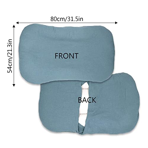 Muslin Baby Lounger Cover, Baby Padded Lounger Cover, Infant Floor Seat Cover, Organic Cotton Removable Slipcover Fits Newborn Lounger for Boys and Girls, Blue and Brown