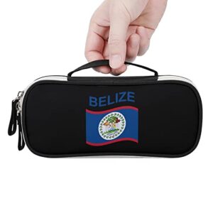 Flag of Belize Printed Pencil Case Bag Stationery Pouch with Handle Portable Makeup Bag Desk Organizer