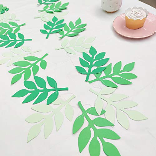 Mybbshower Green Paper Leaf Garland for Spring Party Backdrop 30 Ft Banner Birthday Wedding Decoration