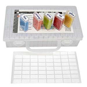 the beadsmith personality case – clear storage carrying case 8.5 x 5 inches – and 64 flip top boxes 1 x 2 inches each, includes labels, for organizing and storage