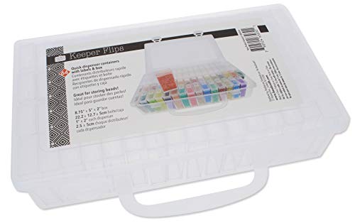 The Beadsmith Personality Case - Clear Storage Carrying Case 8.5 x 5 inches - and 64 flip top Boxes 1 x 2 inches Each, Includes Labels, for organizing and Storage