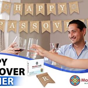 Mandala Crafts Happy Passover Banner Burlap Passover Decor – Passover Decorations Banner Garland - Happy Passover Sign Mantel Fireplace Jewish Holiday Decorations