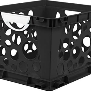 Storex Large Storage and Filing Crate with Comfort Handles, 17.25 x 14.25 x 10.5 Inches, Black/White, Case of 3 (STX61788U03C)