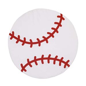 nojo super soft round tummy time playmat, baseball, white/red