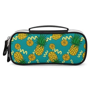 pineapple and lemon pattern printed pencil case bag stationery pouch with handle portable makeup bag desk organizer