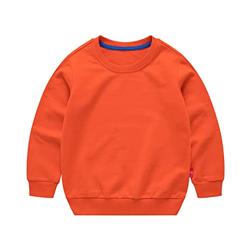 Kids Baby Boy Girl Crewneck Long Sleeve Pullover Tops Blouse Toddler Solid Cotton Sweatshirt T-Shirt for 1-8 Years (2 Pack(Orange+Gray),6 Years)