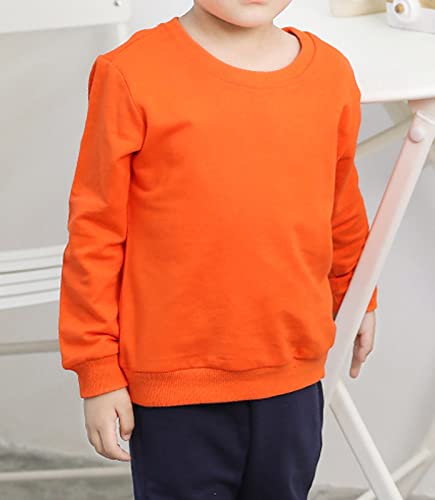 Kids Baby Boy Girl Crewneck Long Sleeve Pullover Tops Blouse Toddler Solid Cotton Sweatshirt T-Shirt for 1-8 Years (2 Pack(Orange+Gray),6 Years)