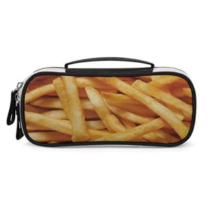 french fries printed pencil case bag stationery pouch with handle portable makeup bag desk organizer