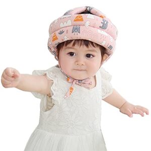 RUIXIB Infant Baby Safety Helmet Soft No Bumps Head Protective Hat Adjustable Head Cushion Bumper Bonnet for Crawling Walking (Pink Forest), One Size