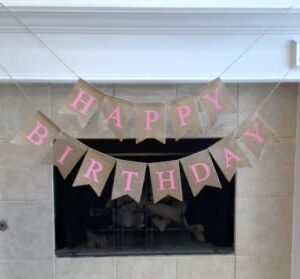 Shimmer Anna Shine Burlap Happy Birthday Banner for Birthday Party Decorations (Pink)