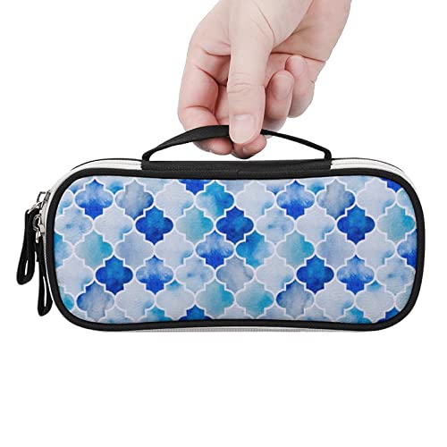 Beautiful Moroccan Style Printed Pencil Case Bag Stationery Pouch with Handle Portable Makeup Bag Desk Organizer