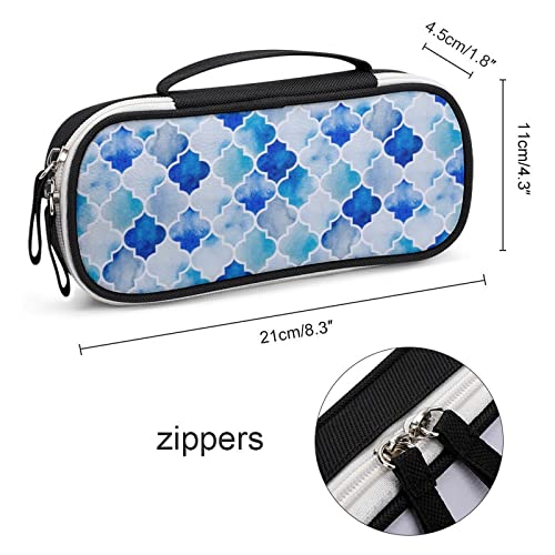 Beautiful Moroccan Style Printed Pencil Case Bag Stationery Pouch with Handle Portable Makeup Bag Desk Organizer