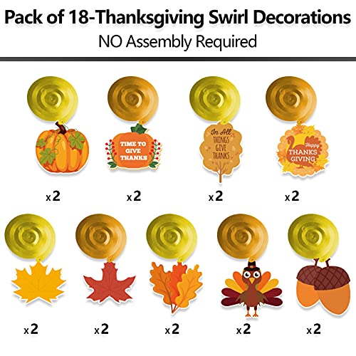 Dazonge Thanksgiving Decorations 40PCS, Pre-Assembled Thanksgiving Hanging Swirls, Thankful Banner, Fall Leaves String and Honeycomb Pumpkins for Indoor and Outdoor Thanksgiving Decor, Thanksgiving Decorations for Home