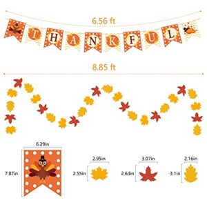 Dazonge Thanksgiving Decorations 40PCS, Pre-Assembled Thanksgiving Hanging Swirls, Thankful Banner, Fall Leaves String and Honeycomb Pumpkins for Indoor and Outdoor Thanksgiving Decor, Thanksgiving Decorations for Home