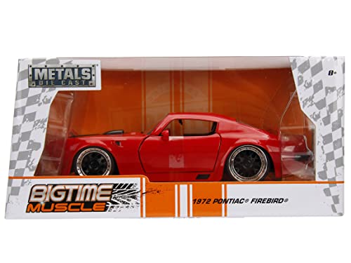 1972 Pontiac Firebird Red with Black Hood Stripe Bigtime Muscle Series 1/24 Diecast Model Car by Jada 99582