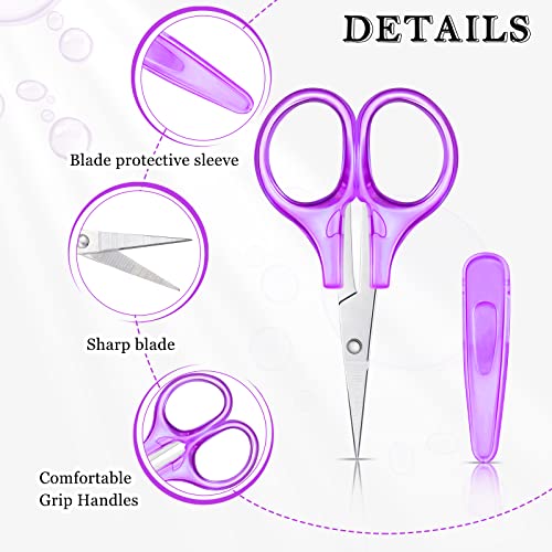 8 Pcs Detail Mini Craft Scissors Set Stainless Steel Scissors with Protective Cover Straight Tip Sewing Small Scissors for Christmas Crafting, Facial Hair Trimming, Travel, School and DIY Projects