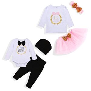 baby boy girl outfits big sister little brother matching set bow top pants skirt (big sister, 2-3t)