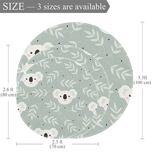 Cute Koala Large Baby Rug for Nursery Kids Round Warm Soft Activity Mat Floor Area Rugs Non-Slip for Children Toddlers Bedroom,39.4x39.4IN