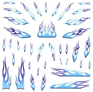 abc pinewood car blue flames decals compatible with pinewood derby cars