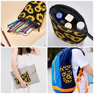 Gocerktr Sunflower Floral Pencil Telescopic Holder Storage, Office Standing Stationery Bag with Zipper, Organizer Pouch for Women Man