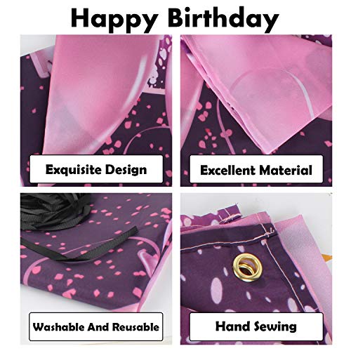 PAKBOOM Happy 55th Birthday Banner Backdrop - 55 Birthday Party Decorations Supplies for Women - Pink Purple Gold 4 x 6ft