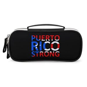 Puerto Rico Strong Printed Pencil Case Bag Stationery Pouch with Handle Portable Makeup Bag Desk Organizer