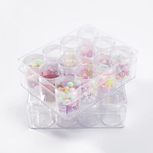 12grids transparent plastic bead storage organizer,6.3×4.8×2.17in bead storage containers w/lids,ideal for jewelry earring beads sewing pills bead organizing, art and craft storage bottle jars(2-pack)
