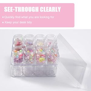 12Grids Transparent Plastic Bead Storage Organizer,6.3x4.8x2.17in Bead Storage Containers w/Lids,Ideal for Jewelry Earring Beads Sewing Pills Bead Organizing, Art and Craft Storage Bottle Jars(2-Pack)