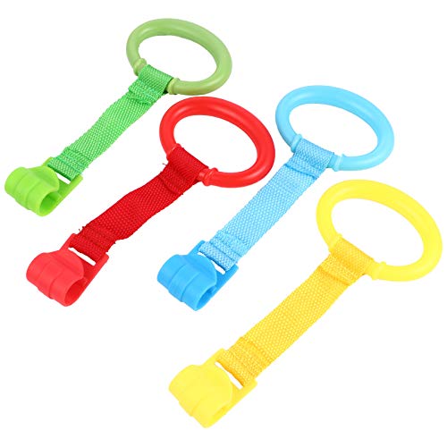 TOYANDONA Baby Rings 4pcs Baby Infant Learning Stand Pull Rings Crib Pull Rings Hand Rings for Baby Standing Assistant Hanging Baby Toys