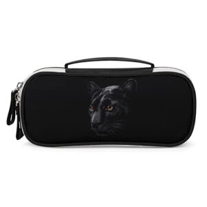portrait of a panther printed pencil case bag stationery pouch with handle portable makeup bag desk organizer