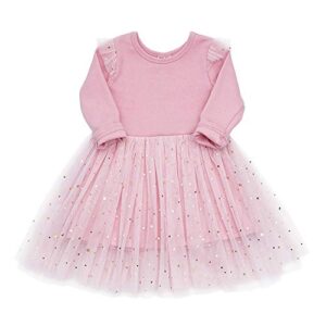 toddler girls dresses tutu party sequins stars prints tulle princess style 6m to 4t (9-12m, pink)