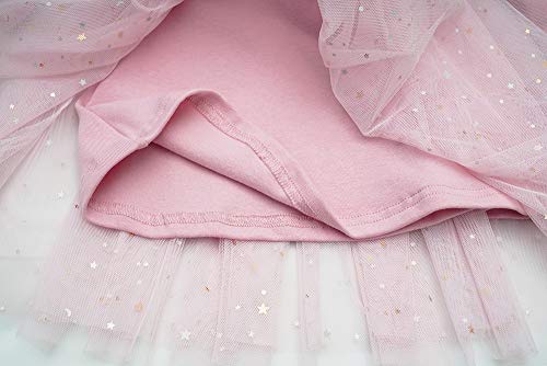 Toddler Girls Dresses Tutu Party Sequins Stars Prints Tulle Princess Style 6m to 4t (9-12m, Pink)