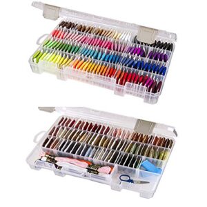 EDOBLUE Embroidery Floss Organizer Box with 36 Adjustable compartments Includes 100 Plastic Floss bobbins and 120 Sticker