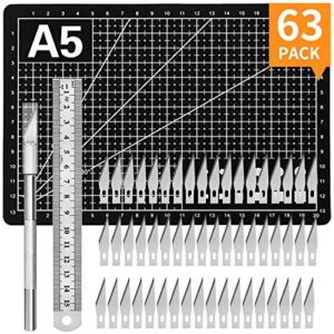 jetmore 63 pack exacto knife craft knife kit with 60 pcs hobby knife replacement blades , hobby knife precision knife exacto knife set for diy craft, scrapbooking, art work cutting