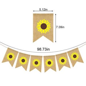 Rainlemon Jute Burlap Sunflower Banner Baby Shower, Birthday Party, Wedding, Graduation Party Decoration