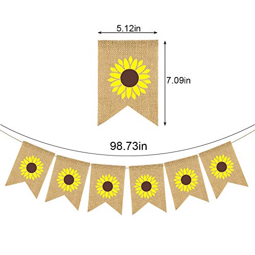 Rainlemon Jute Burlap Sunflower Banner Baby Shower, Birthday Party, Wedding, Graduation Party Decoration