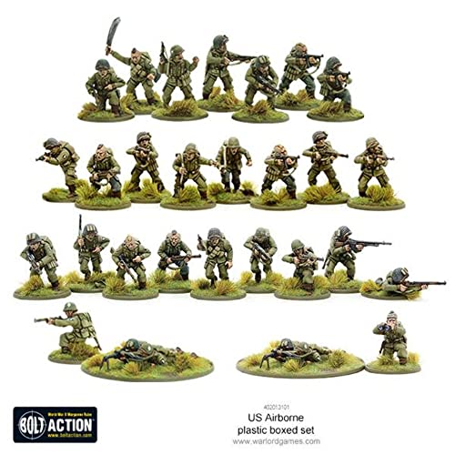 Bolt Action US Airborne Paratroopers 1:56 WWII Military Wargaming Figures Plastic Model Kit