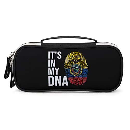 It's in My DNA Ecuador Flag Printed Pencil Case Bag Stationery Pouch with Handle Portable Makeup Bag Desk Organizer