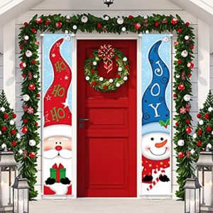 christmas banner decorations merry christmas porch sign door banner christmas hanging banner outdoor xmas banner hanging decor for winter christmas holiday theme party supplies (santa, snowman)