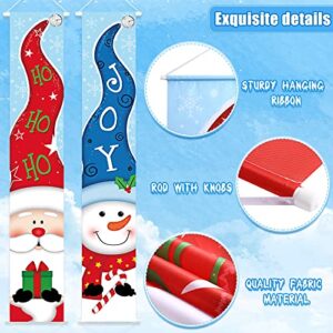 Christmas Banner Decorations Merry Christmas Porch Sign Door Banner Christmas Hanging Banner Outdoor Xmas Banner Hanging Decor for Winter Christmas Holiday Theme Party Supplies (Santa, Snowman)