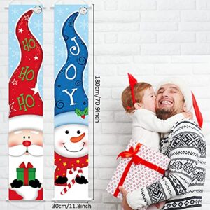 Christmas Banner Decorations Merry Christmas Porch Sign Door Banner Christmas Hanging Banner Outdoor Xmas Banner Hanging Decor for Winter Christmas Holiday Theme Party Supplies (Santa, Snowman)