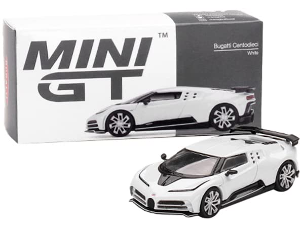 Truescale Miniatures Bugatti Centodieci White with Black Accents Limited Edition 1/64 Diecast Model Car by True Scale MGT00337