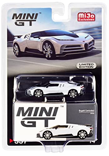 Truescale Miniatures Bugatti Centodieci White with Black Accents Limited Edition 1/64 Diecast Model Car by True Scale MGT00337