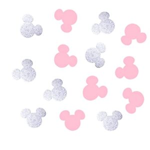 chcn 100 pcs minnie mouse confetti,pink and silver glitter minnie mouse confetti,table confetti, minnie mouse birthday,first birthday,minnie mouse party decoration,baby shower decoration
