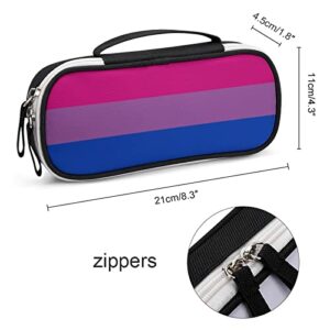 Bisexual Pride LGBT Flag Printed Pencil Case Bag Stationery Pouch with Handle Portable Makeup Bag Desk Organizer