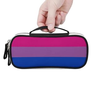 Bisexual Pride LGBT Flag Printed Pencil Case Bag Stationery Pouch with Handle Portable Makeup Bag Desk Organizer